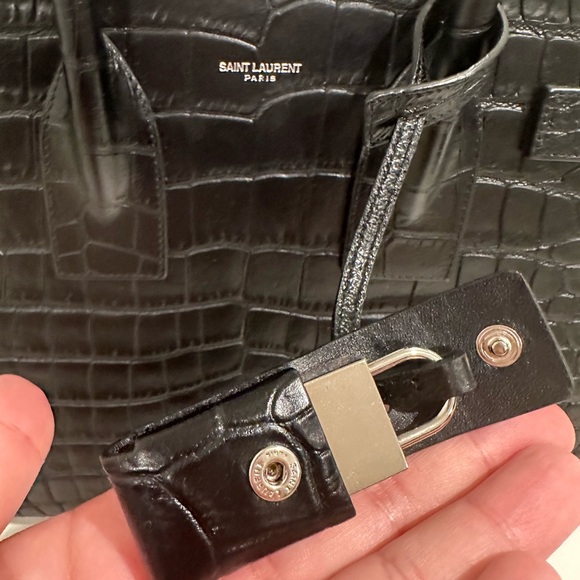 Saint Laurent YSL Sac de Jour Black Crocodile Embossed Tote Bag - Picture 6 of 11